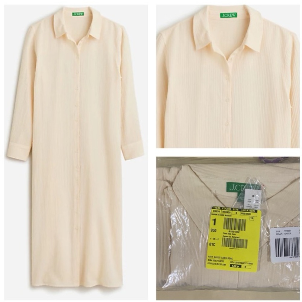 J. Crew Long Gauze Beach Shirt Size Small